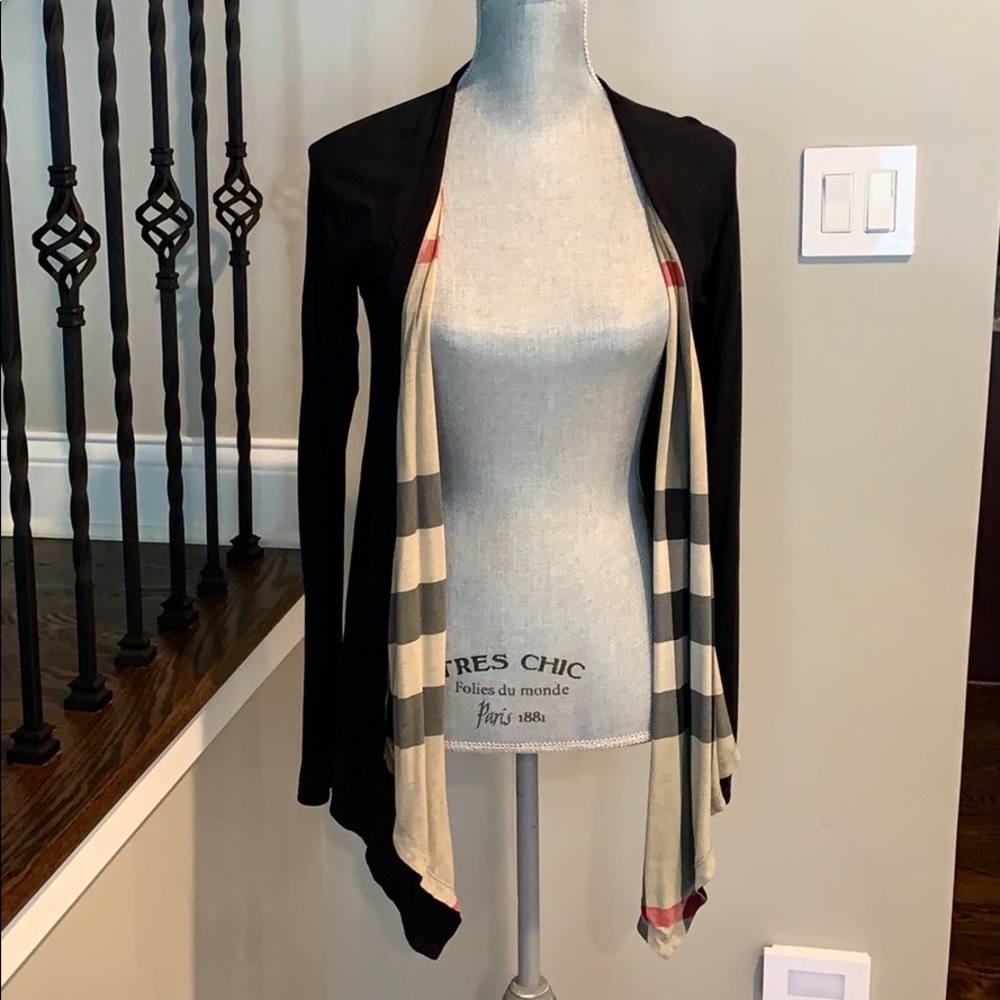 Burberry black waterfall reversible cardigan Sz M